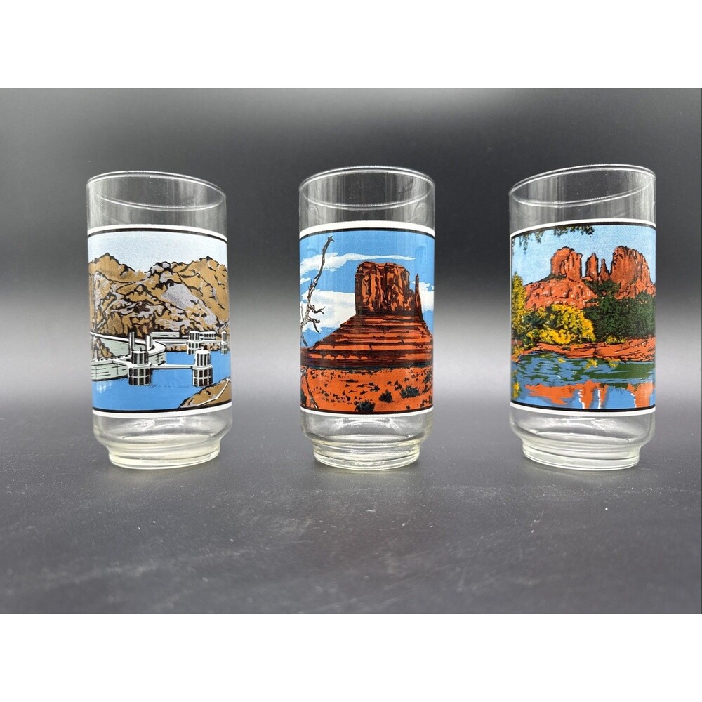 3 Vtg Exxon Glasses Arizona